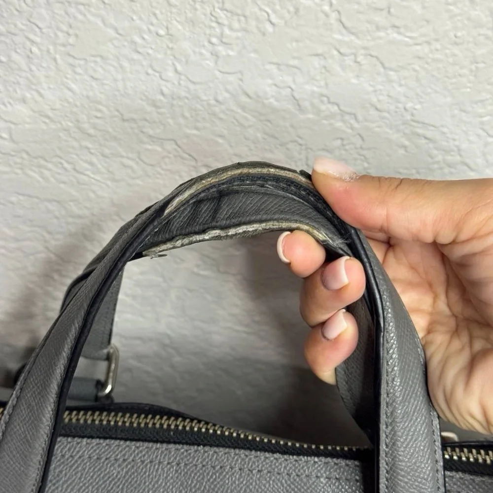 Coach Kennedy Briefcase Grey Saffiano Leather